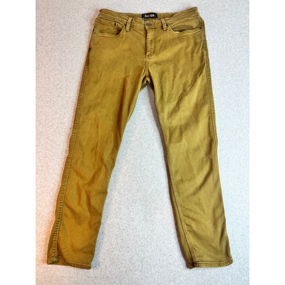 DU/ER N2X Relaxed Fit Performance Pants Mens 34x30 Mustard Olive Green Tencel